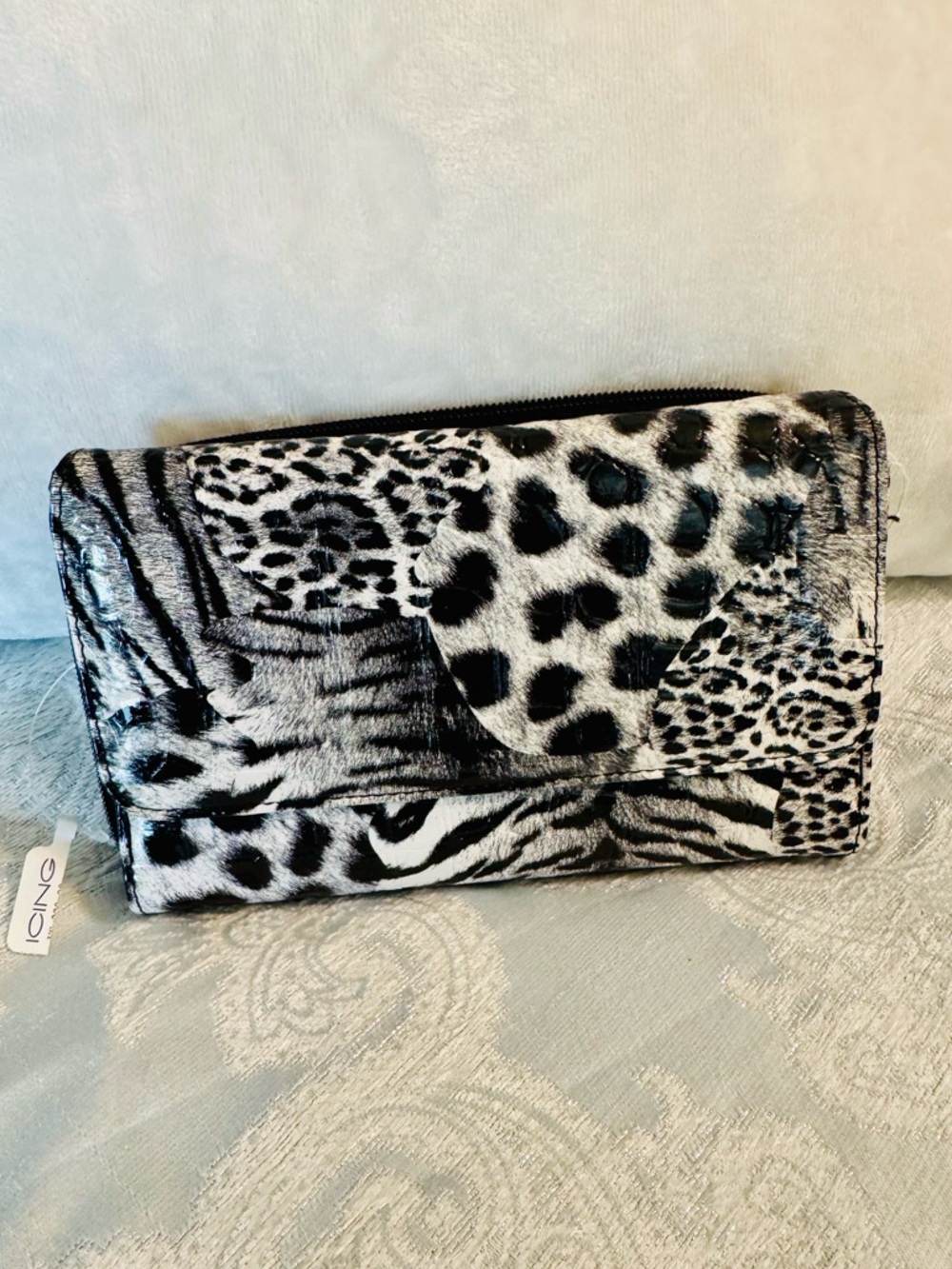 Icing Black and White Animal Print Wallet Clutch